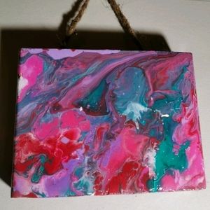 Small Wood Abstract Painting Garden Swirl wall art